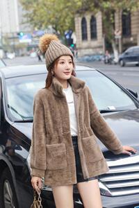 冬装新品 金貂绒休闲咖色外套,其它,水锦红