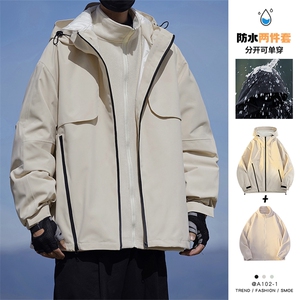 【真三防三合一冲锋衣】DZ2193-TP215控价299 户外两件套棉衣男图片