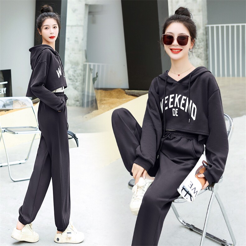 跳舞健身运动服装秋季爵士舞三件套装高腰上衣网红嘻哈街舞练功服，女装套装/套裙，韩美纤衣