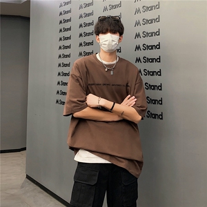 403-TX03-P40控58 现货 280克重磅纯棉潮牌刺绣宽松短袖t恤图片