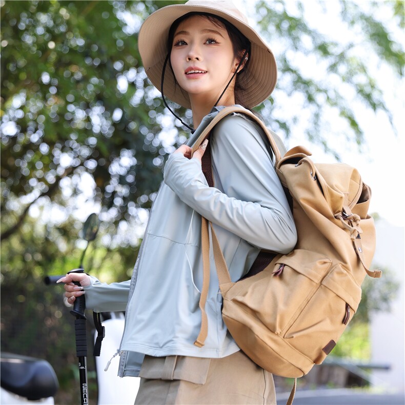 2025夏季新款防晒服透气防紫外线大檐帽防晒衣女子短款,女装防晒衣,蝶眷