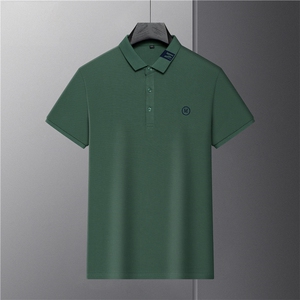 短袖T恤男翻领纯色polo衫上衣服夏季中年男士休闲百搭半袖体恤衫图片