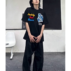 植绒字母印花短袖T恤夏季情侣百搭休闲慵懒感圆领体恤T19，男装T恤，星座1116A（原606A-3）