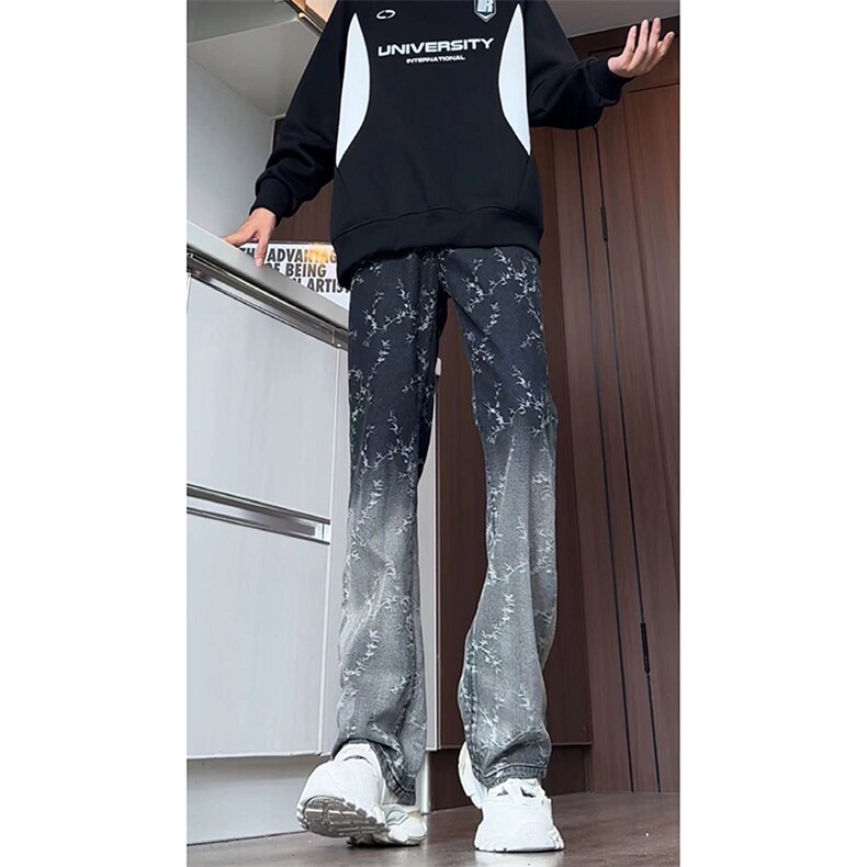 美式ins高街vibe渐变提花满印小从仔裤货号K2459特P4878,男装休闲裤,电商A063