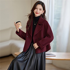现货双面呢羊绒大衣，女装羊绒大衣，韩派