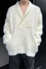 秋冬水貂绒毛衣男西装领设计感小众休闲潮牌套头加厚青少年针织衫，男装针织衫/毛衣，星座505-2（原电商A260-1)