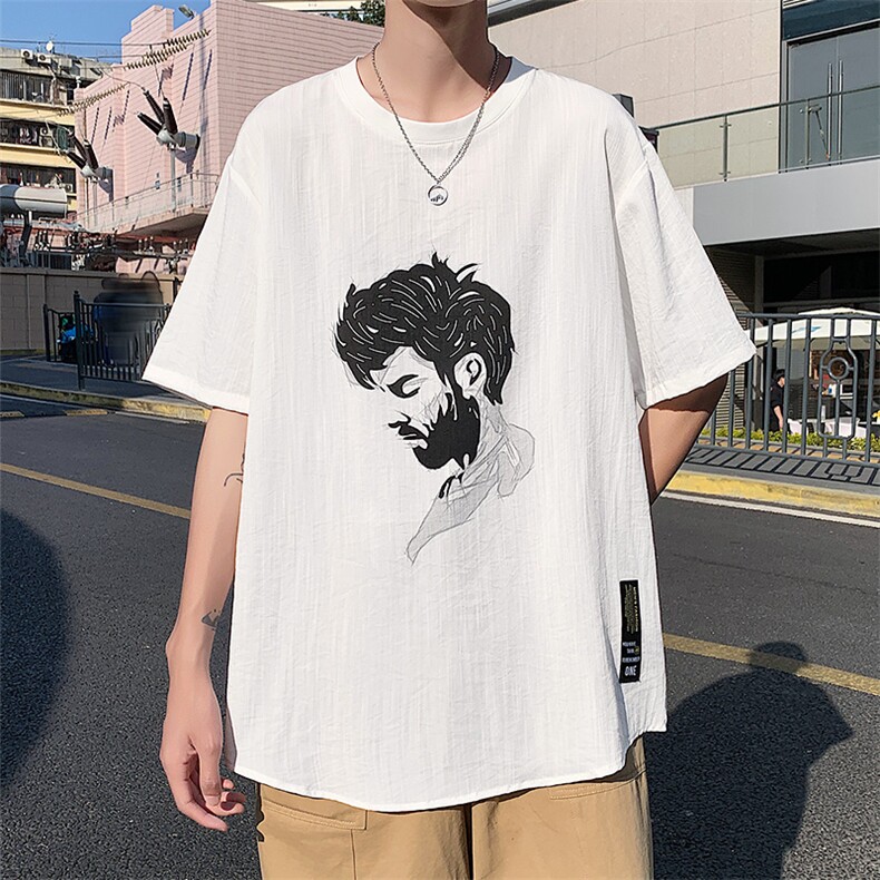 夏季新款港风印花T恤时尚百搭冰丝圆领T恤BS3104-P32,男装T恤,星座717