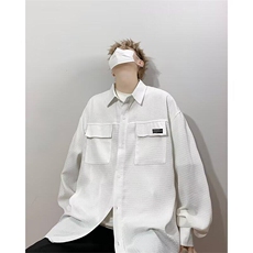 D376-P45衬衫男款2025春秋季潮流时尚宽松百搭工装长袖衬衣男，男装衬衫，星座603-2