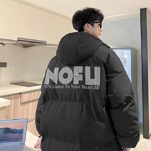 网图 连帽棉衣男2025新款冬季加厚潮牌宽松羽绒棉服外套图片
