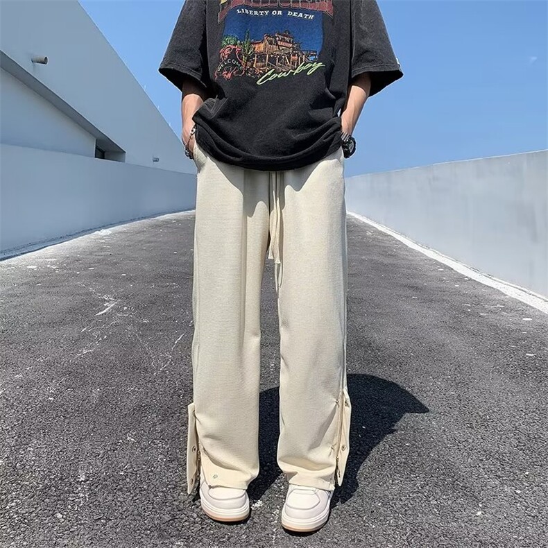 长裤宽松型潮春季文艺潮流青春流行男休闲裤新款纯色直筒时尚潮牌,男装休闲裤,四季星座218-1