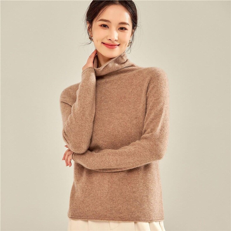 JA107高端气质女纯山羊绒一线高领软糯毛衣内搭针织打底衫809，女装羊绒衫，卓冠羊绒