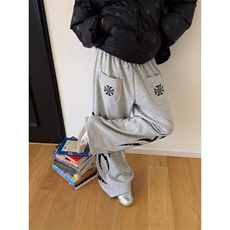 1506/QC180/P65美式复古口袋设计印花休闲裤宽松男女阔腿裤，男装休闲裤，星座1506