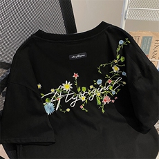 万针全刺绣工艺抖音得物高品质260克重磅纯棉双纱美式高街短袖T恤，男装T恤，电商A486-1