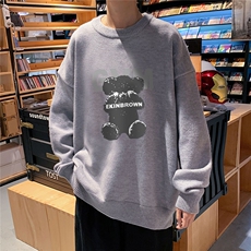 1港风新款宽松休闲中性情侣潮流印花毛衣男外套7695P48加绒P55，男装针织衫/毛衣，星座226-2