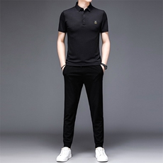 JG1869男士2023年春夏季新款运动套装短袖长裤T恤卫裤二件套P110，男装休闲套装，电商B360