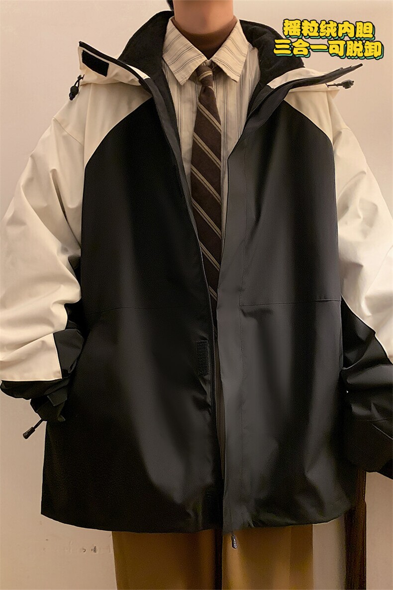 特批P130无差价冬oversize冲锋衣三合一摇粒绒内胆可脱卸外套M84,男装棉衣,电商A001