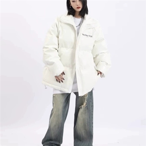 美式街头立领鳄鱼纹PU皮棉服外套女冬季保暖ins潮宽松面包服棉衣图片