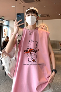 新款直播抖音品质得物纯棉250克重磅男无袖背心T恤T526P28控39图片