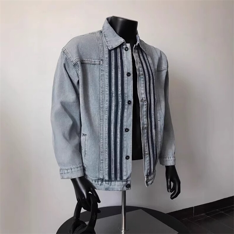 JK8941-P68美式覆古三条杠翻领牛仔外套男款潮流街头百搭，男装工装外套，电商B323A