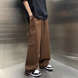 美式街头风工装裤男春夏季重工按扣阔腿休闲裤1001-1-K268-P53图片