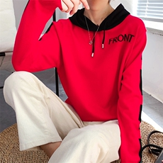 时尚女士秋冬简约带字母帽衫卫衣舒适保暖显瘦百搭，女装卫衣/绒衫，洁纯羊绒