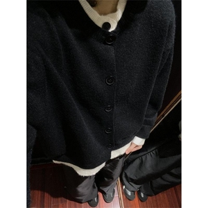 撞色拼接假两件开衫毛衣外套男冬季痞帅打底针织衫款上衣 MY5014图片