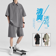 冰丝透气时尚超薄舒适抗皱运动速干TZ21-特批70，男装休闲套装，星座718