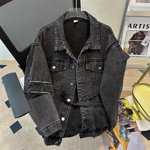 美式高街牛仔外套男韩版潮流帅2025春季新款ins夹克上衣W5660-P75图片