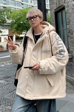 麂皮绒连帽棉衣男女棉服新款棉袄加绒外套冬装3355-P90控128，男装棉衣，星座207