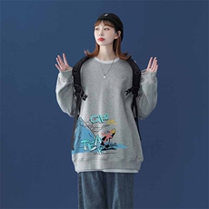 中性风春季潮流印花宽松情侣款女生卫衣W110P40控58，男装卫衣，A247A