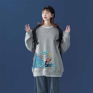 中性风春季潮流印花宽松情侣款女生卫衣W110P40控58