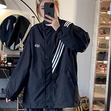 立领三道杠条纹斜纹拼接刺绣小标情侣款潮牌机能夹克HH4010P45，男装夹克，星座1013-5