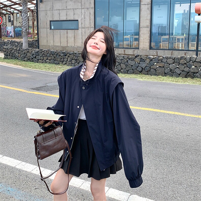 韩系短外套女百搭通勤2025秋季新款爆款小个子宽松休闲小香风夹克,女装短外套,2C025