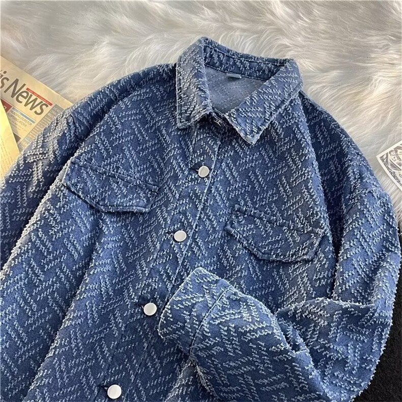 牛仔外套男韩版潮流高街帅气2023春秋新款ins宽松夹克W4621-P61，男装大码男装，星座412-2