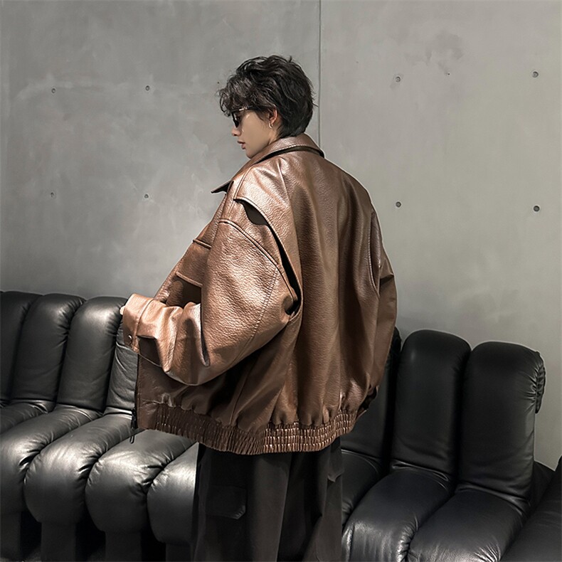 美式复古高街重磅皮衣外套机车潮牌夹克xz405-jk6802-P108控148,男装皮衣,星座405