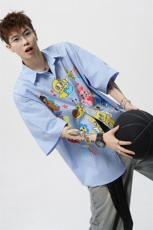CS1128-P60控98高品质夏季新款设计感大码冰丝短袖情侣衬衫，男装衬衫，电商A059