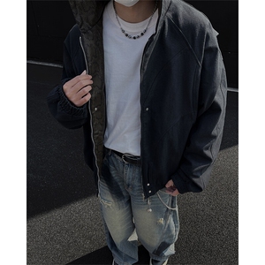 春秋个性蟒纹印花连帽休闲外套男潮日系宽松百搭情侣夹克J04/P120