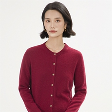 经典简约百搭圆领山羊绒开衫女纯色羊毛针织外套短款宽松外搭毛衣，女装羊绒衫，巾兮羊绒