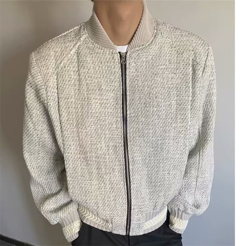 得物品质秋款男女小香风夹克衫粗纺立领拉链夹克外套JAK159P85,男装夹克,星座1013-1