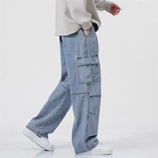 2026美式高街工装牛仔裤男士春季新款休闲宽松直筒裤J8083-P45特，男装牛仔裤，星座509