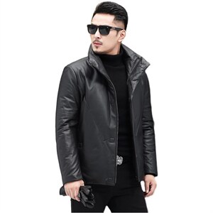BJ89906冬季男士立领绵羊皮加厚皮衣外套皮夹克羽绒服P720图片