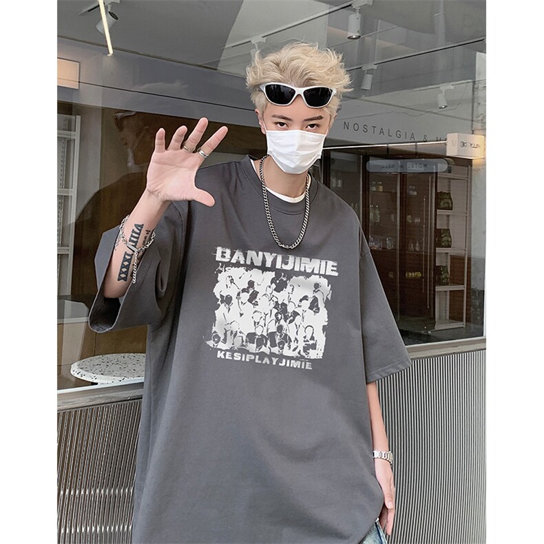 纯棉印花T恤XY5535-TP25控价38青少年夏季2024潮流印花百搭短袖,男装T恤,电商A102-1