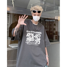 纯棉印花T恤XY5535-TP25控价38青少年夏季2024潮流印花百搭短袖，男装T恤，电商A102-1