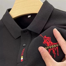 短袖T恤男士2024夏季新款商务休闲时尚刺绣翻领Polo衫百搭纯色，男装Polo衫，电商B212（原钱塘6029）