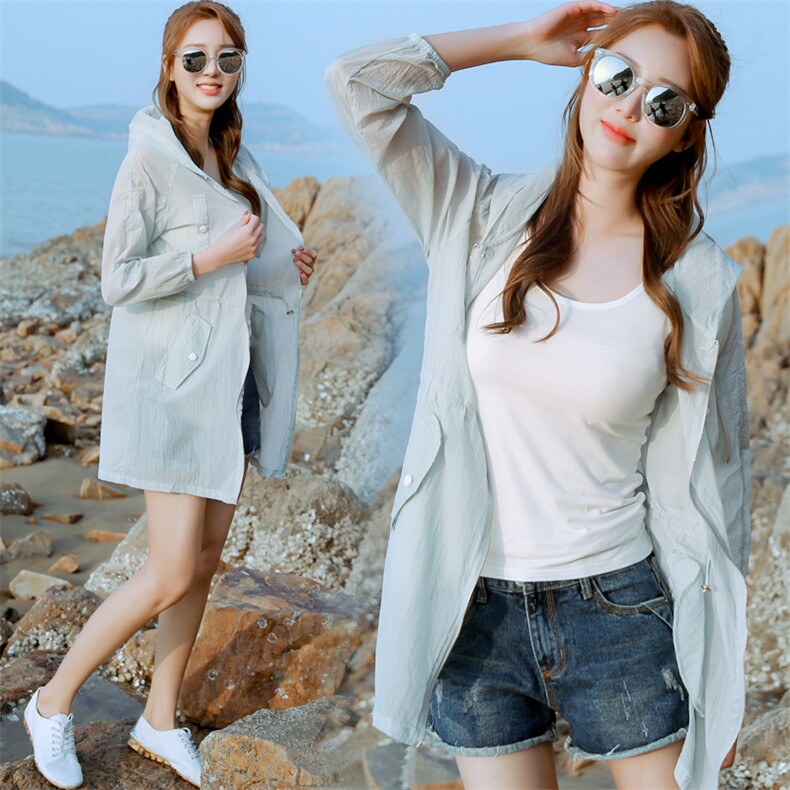 2021年夏季时尚纯色显瘦修身气质优雅简约韩版套装潮流中长款,女装防晒衣,蝶眷