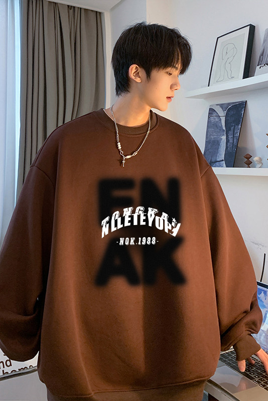 抖音品质美式字母印花宽松百搭圆领卫衣JK23357特批24控39,男装卫衣,星座605(原A050)