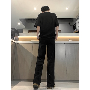 现货 秋冬高街直筒阔腿牛仔裤宽松百搭暗扣休闲裤男 K616-P50图片