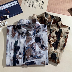 特批P28无差价夏季新款冰丝垂感短袖男抽象图案五分袖衬衣CD2251，男装T恤，电商A001