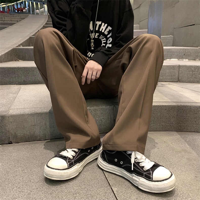 港风高品质大码直筒长裤休闲裤拖地裤小西裤A014-DY2108-P50,男装西裤,电商A014