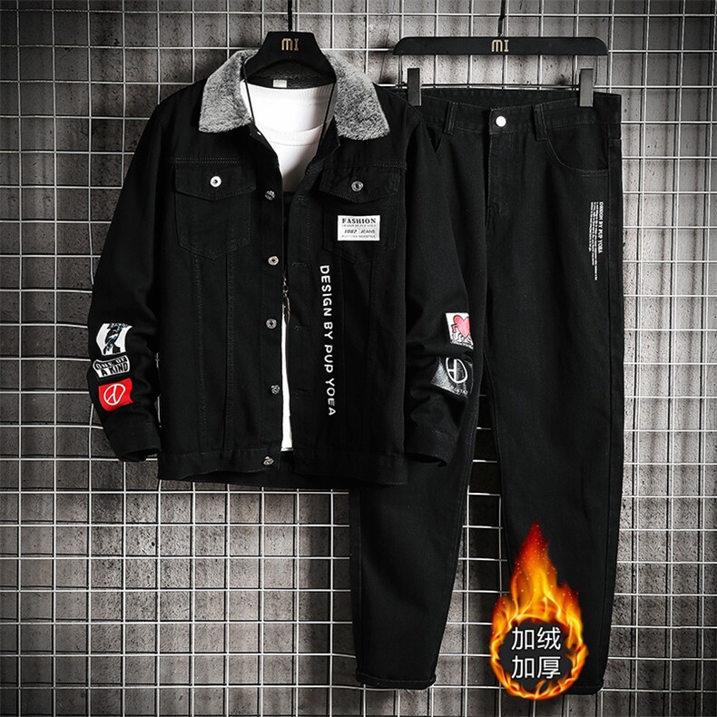 TJ600-708-p130限价168-加绒牛仔情侣套装男大码夹克牛仔外套男士，男装工装外套，星座103A